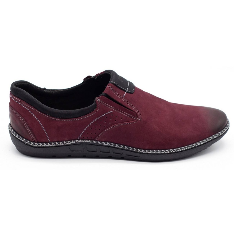 Joker Pantofi bărbați mocasini din piele 937 burgundy roșu multicolor
