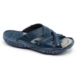 Lemar Papuci bărbați din piele 1654 bleumarin albastru marin