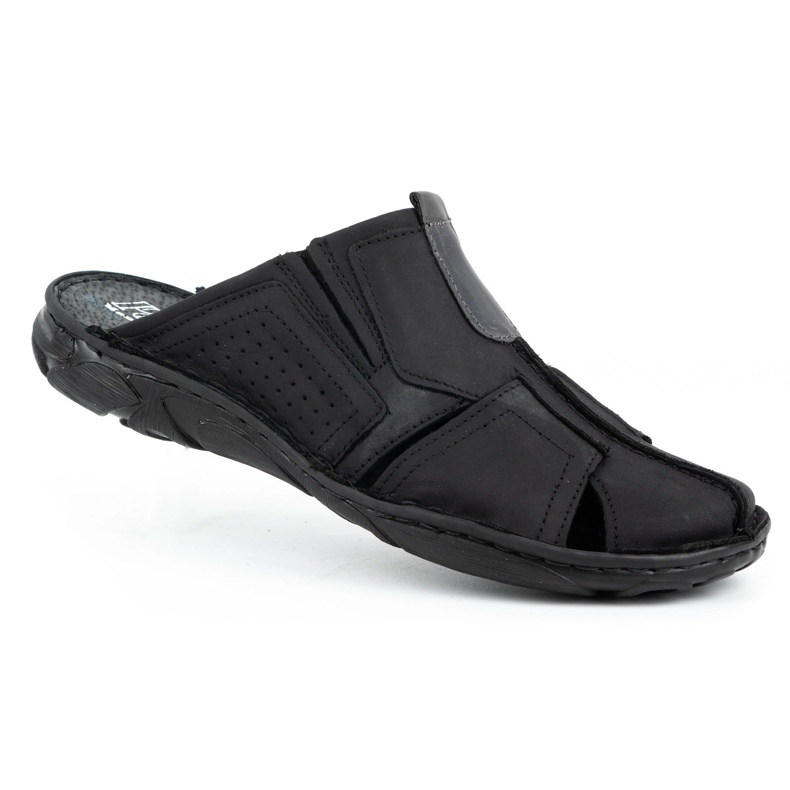 Polbut Papuci bărbați din piele 312 negri negru