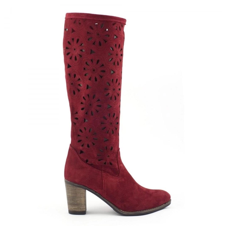 Olivier Cizme ajurate cu toc înalt burgund roșu