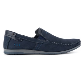 KOMODO Mocasini din piele pentru bărbați 876 bleumarin albastru