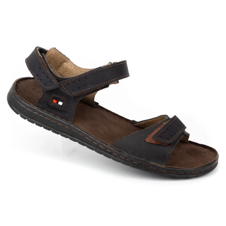 KOMODO Sandale negre din piele pentru bărbați 881K negru