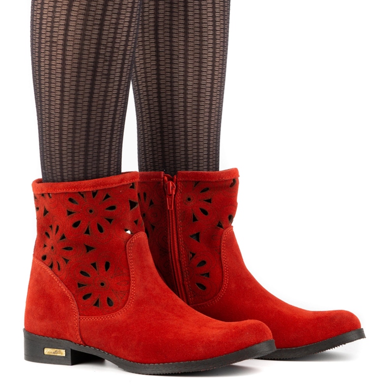 Olivier Cizme confortabile cu deschidere roșie Alice roșu