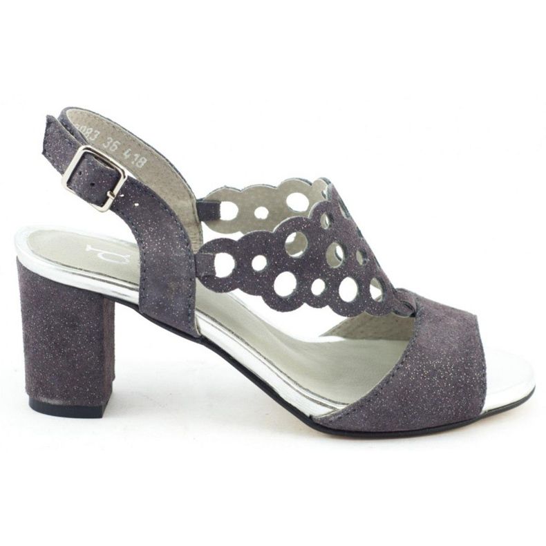 Dolce Pietro Sandale din piele de căprioară de damă pe o tijă de oțel 2083 gri