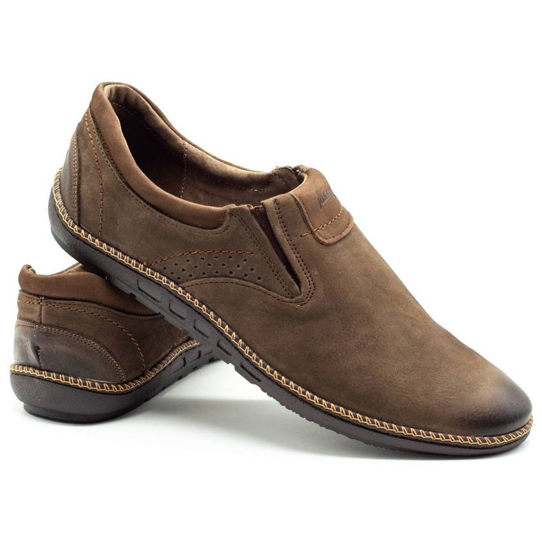 Joker Încălțăminte pentru bărbați, mocasini din piele 937 olive maro