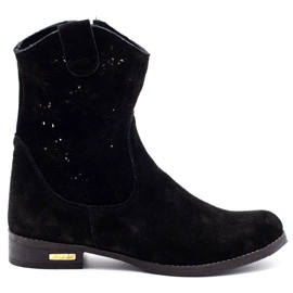 Cizme confortabile Janet negre ajurate negru Cizme confortabile Janet negre ajurate negru