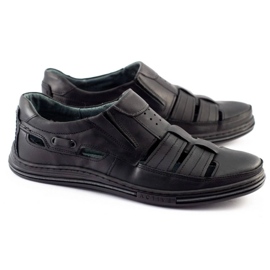 Polbut Pantofi din piele pentru bărbați 06 pentru vară Negru