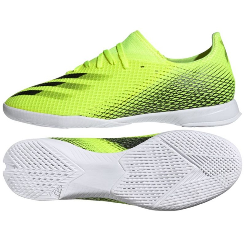 Ghete de fotbal Adidas X Ghosted.3 In M FW6937 alb, galben neon verde Ghete de fotbal Adidas X Ghosted.3 In M FW6937 alb, galben neon verde