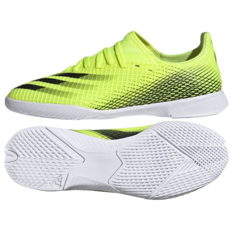 Ghete de fotbal Adidas X Ghosted.3 In Jr FW6924 alb, galben neon verde Ghete de fotbal Adidas X Ghosted.3 In Jr FW6924 alb, galben neon verde