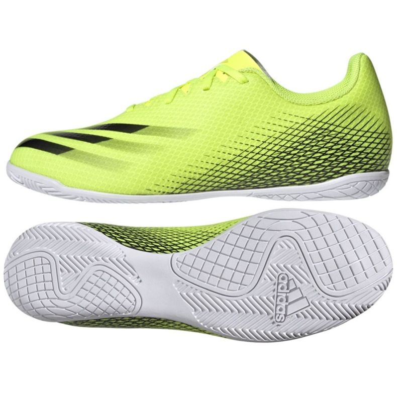 Ghete de fotbal Adidas X Ghosted.4 In M FW6906 alb, galben neon verde