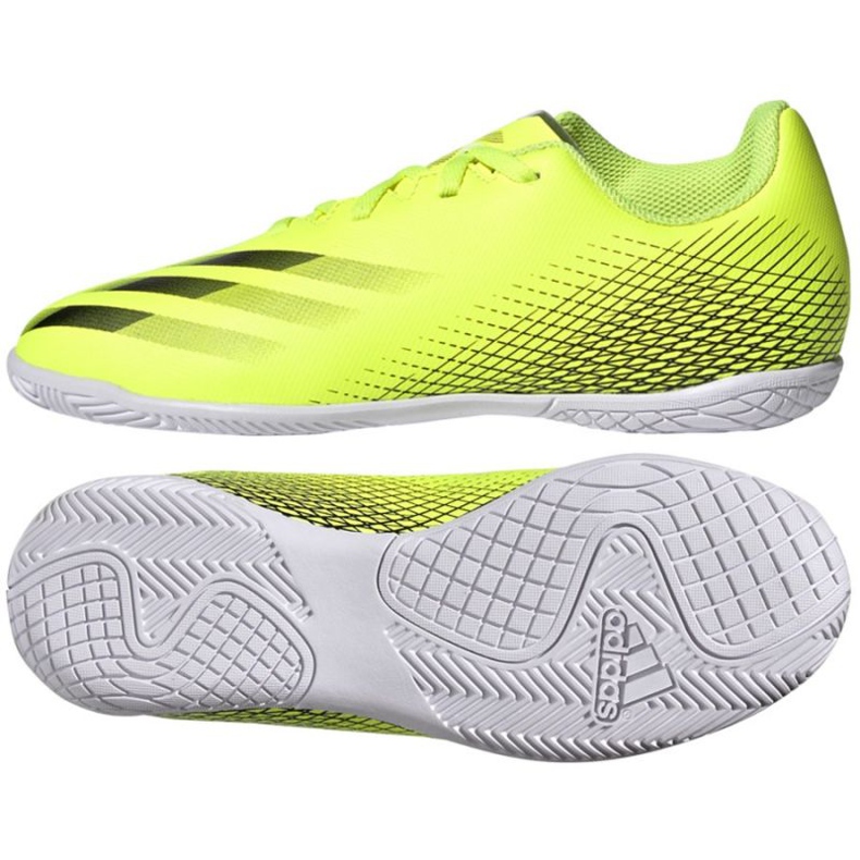 Ghete de fotbal Adidas X Ghosted.4 In Jr FW6923 neon verde, galben verde Ghete de fotbal Adidas X Ghosted.4 In Jr FW6923 neon verde, galben verde