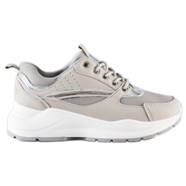 Ideal Shoes Adidași sport cu stil bej gri Ideal Shoes Adidași sport cu stil bej gri