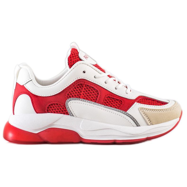 Via Giulia  Adidași cu modă sclipici bej alb roșu