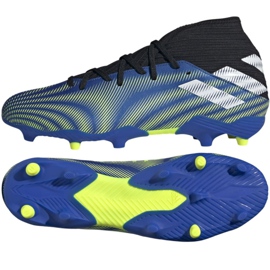 Ghete de fotbal Adidas Nemeziz.3 Fg M FW7349 alb, negru, albastru, galben albastru Ghete de fotbal Adidas Nemeziz.3 Fg M FW7349 alb, negru, albastru, galben albastru