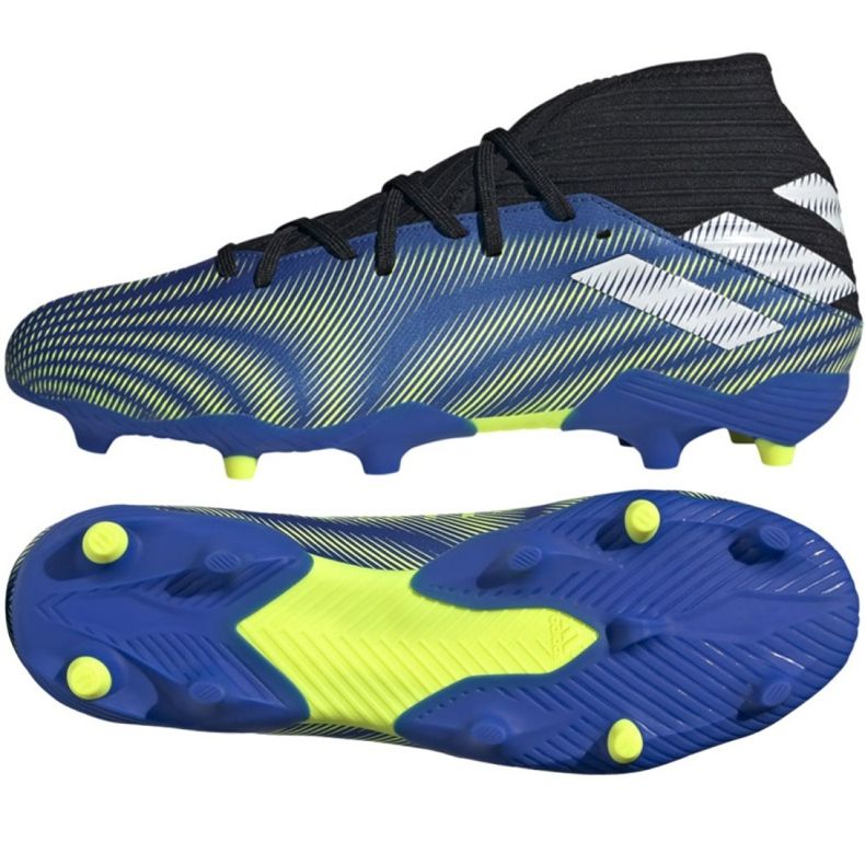 Ghete de fotbal Adidas Nemeziz.3 Fg M FW7349 alb, negru, albastru, galben albastru