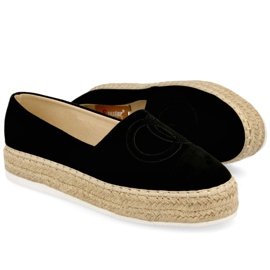PS1 Espadrile pentru femei pe platformă de paie Febi negru PS1 Espadrile pentru femei pe platformă de paie Febi negru