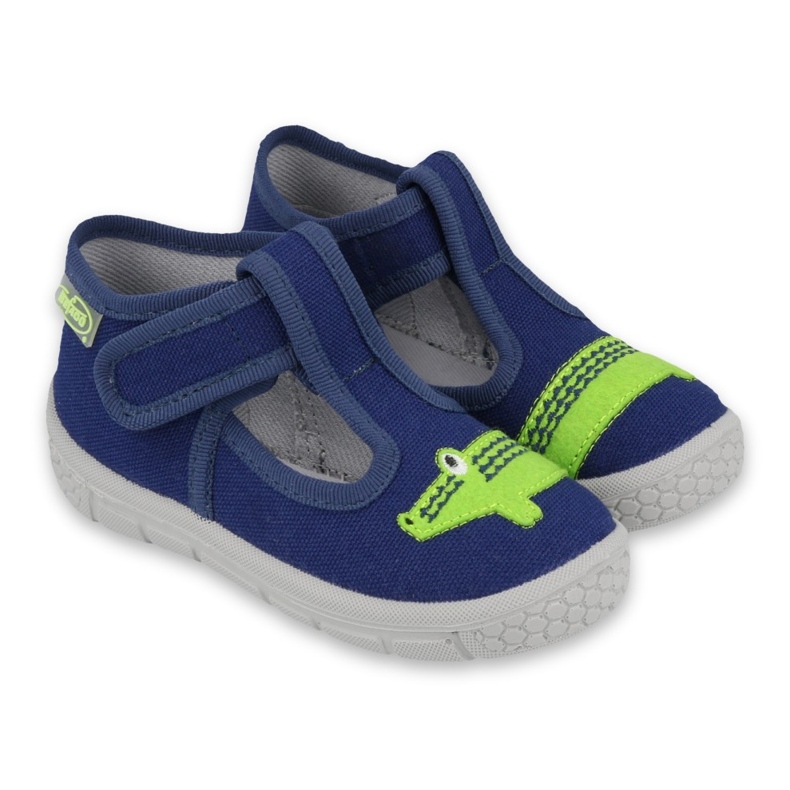 Papuci pentru copii Befado cu un crocodil 531p083 albastru marin verde