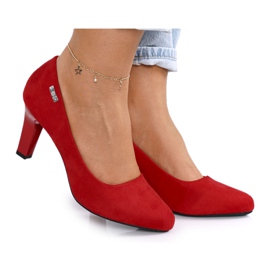 PJ1 Pompe clasice pe toc roșu Eleanor din piele de căprioară roşu