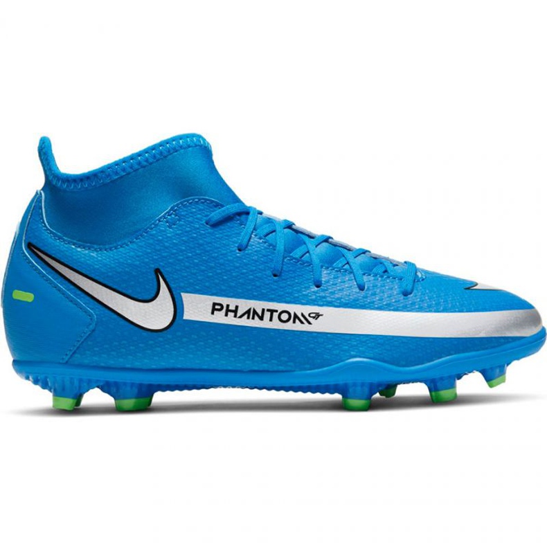Pantofi de fotbal Nike Phantom Gt Club Df FG / MG Jr CW6727-400 multicolor albastru Pantofi de fotbal Nike Phantom Gt Club Df FG / MG Jr CW6727-400 multicolor albastru