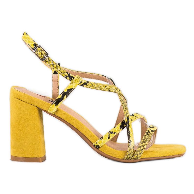 Kylie Sandale cu imprimeu șarpe galben