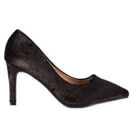 Kylie Tocuri elegante din piele intoarsa negru de aur Kylie Tocuri elegante din piele intoarsa negru de aur