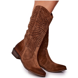 Cizme din piele de piele ajurată de primăvară Exquisite 1229 Cognac maro Cizme din piele de piele ajurată de primăvară Exquisite 1229 Cognac maro