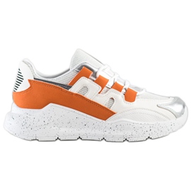 Ideal Shoes Adidași cu inserție portocalie alb portocale Ideal Shoes Adidași cu inserție portocalie alb portocale