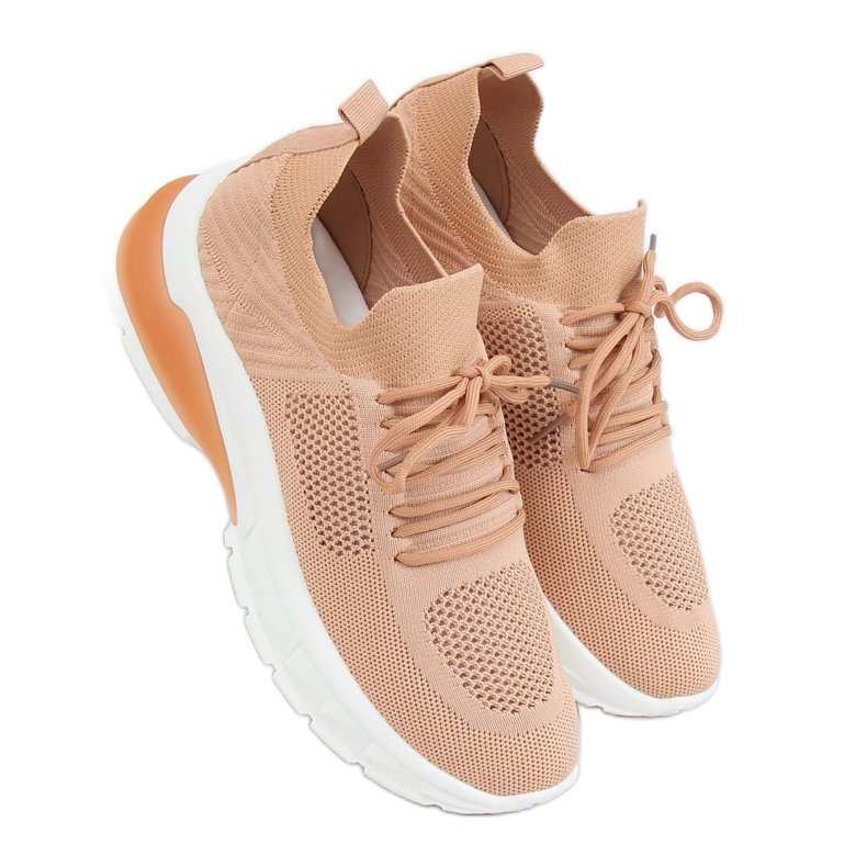 Pantofi sport șosete caramel JH-08 Camel maro