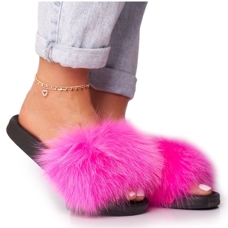 PS1 Papuci de damă cu blană Belmondo fuchsia roz PS1 Papuci de damă cu blană Belmondo fuchsia roz