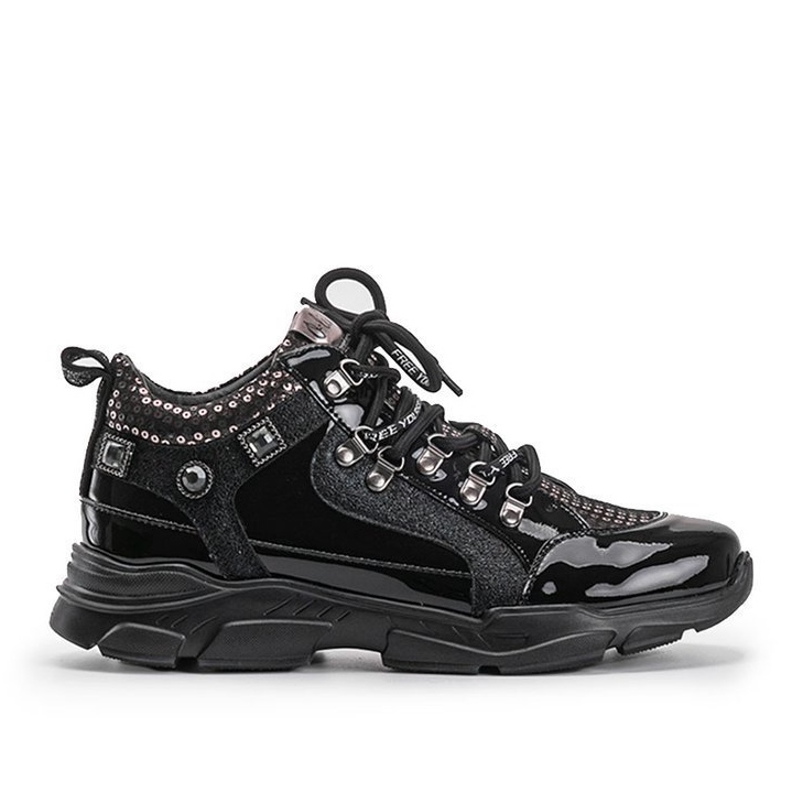 Adidași negri cu pene Giovanna negru