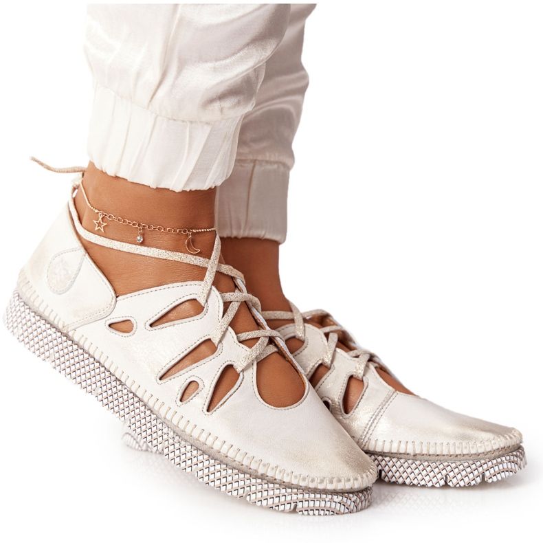 Încălțăminte din piele pentru femei Maciejka Beige-Gold 04449-25 bej de aur