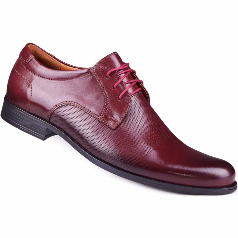 Kampol Încălțăminte formală pentru bărbați 344/17 / D3 burgundy roșu