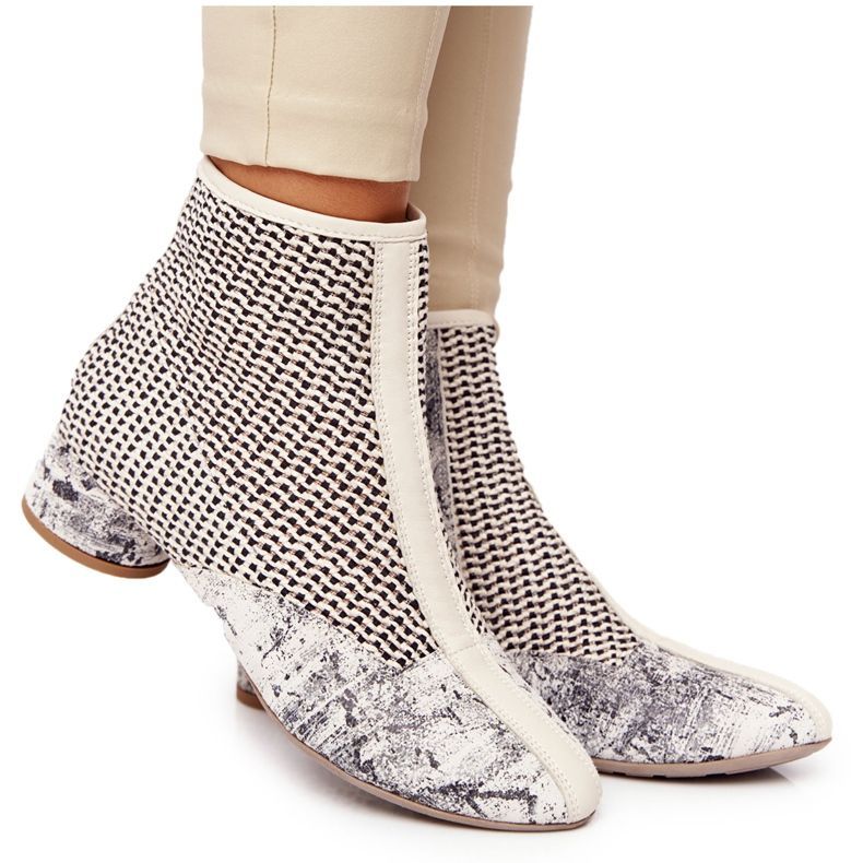 Cizme cu toc împletit Maciejka 04937-03 Gri bej