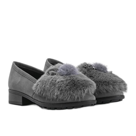 Pantofi de damă gri cu blană Deasia Pantofi de damă gri cu blană Deasia