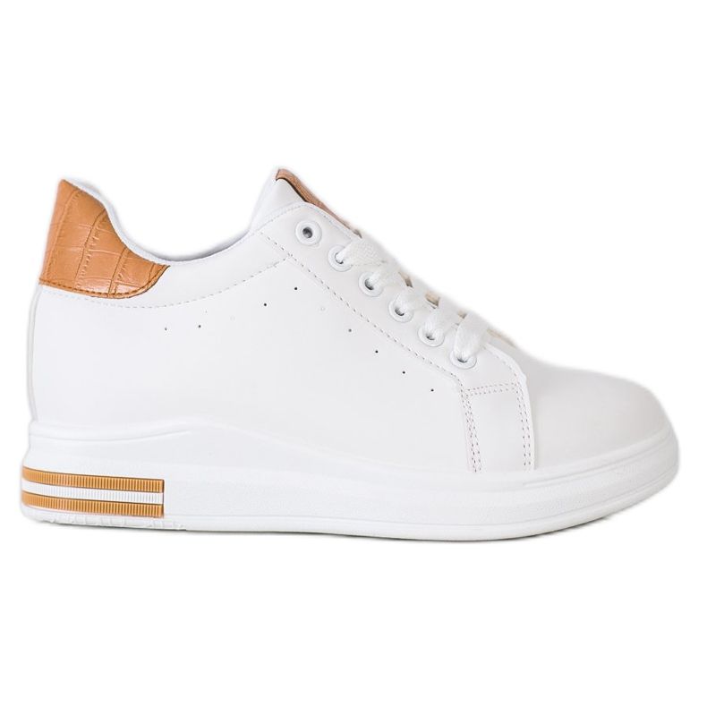 Ideal Shoes Adidași cu pană de primăvară alb