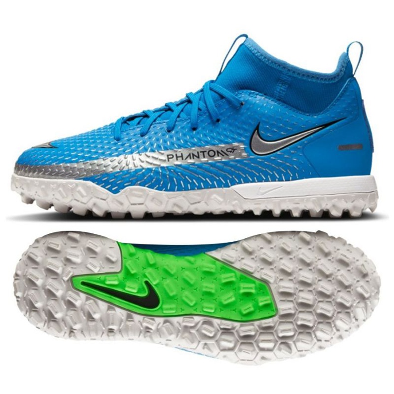 Pantof de fotbal Nike Phantom Gt Academy Df Tf Jr CW6695 400 albastru albastru