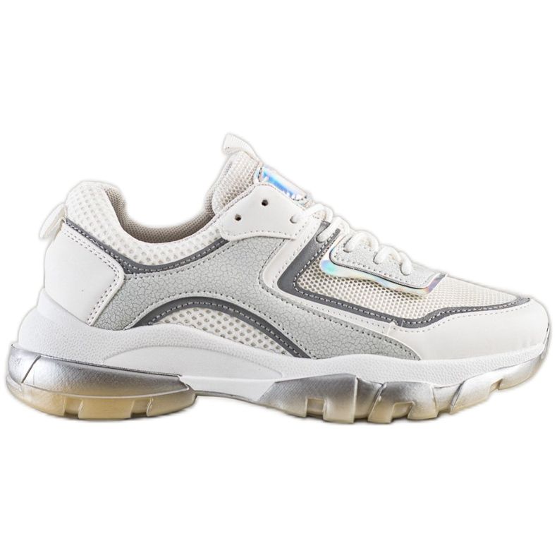 Ideal Shoes Adidași cu inserție de sclipici alb