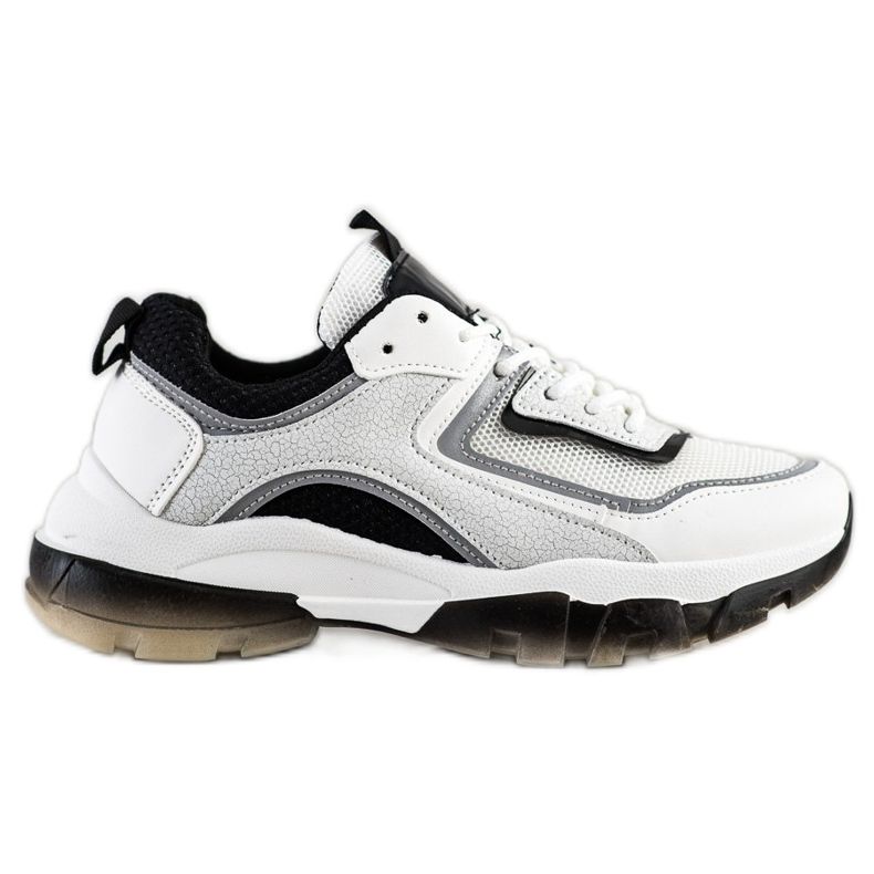 Ideal Shoes Adidași cu inserție de sclipici alb