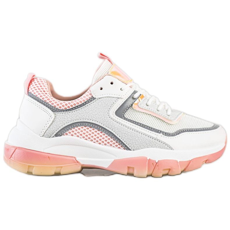 Ideal Shoes Adidași cu inserție de sclipici alb