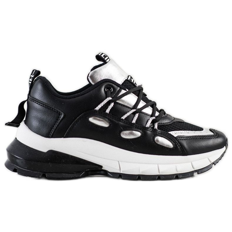 SHELOVET Adidași eleganți din piele ecologică negru argint