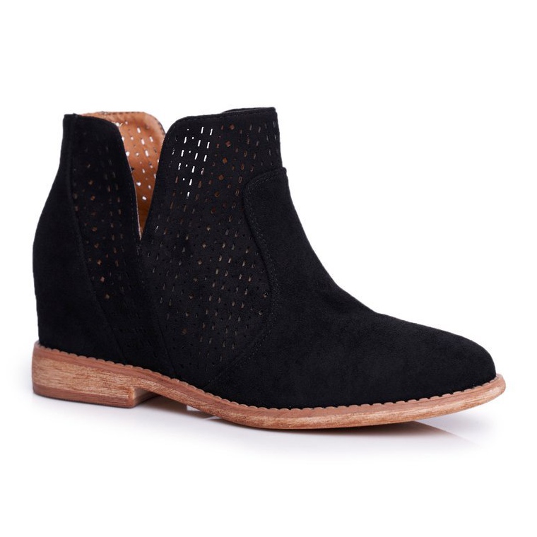 S.Barski Cizme ajurate pe o pană S. Bararski Black negru