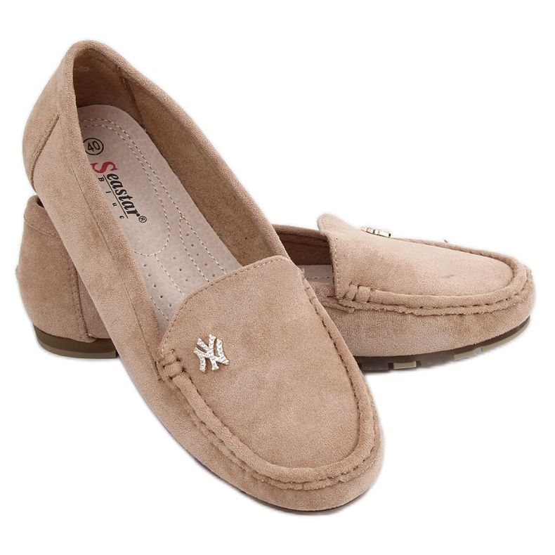 Mocasini bej pentru femei GS13P Khaki kaki