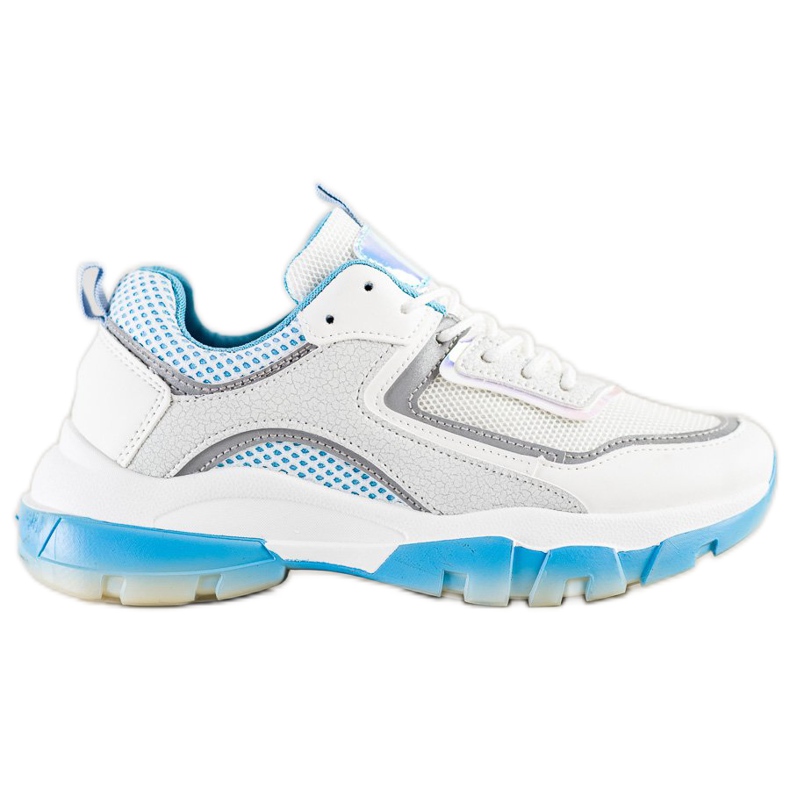 Ideal Shoes Adidași cu inserție de sclipici alb multicolor