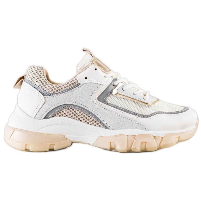 Ideal Shoes Adidași cu inserție de sclipici alb multicolor