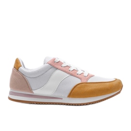 Adidași clasici albi cu Aniya galben roz Adidași clasici albi cu Aniya galben roz