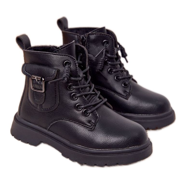 Apawwa Cizme pentru copii cu buzunar TikTok negru