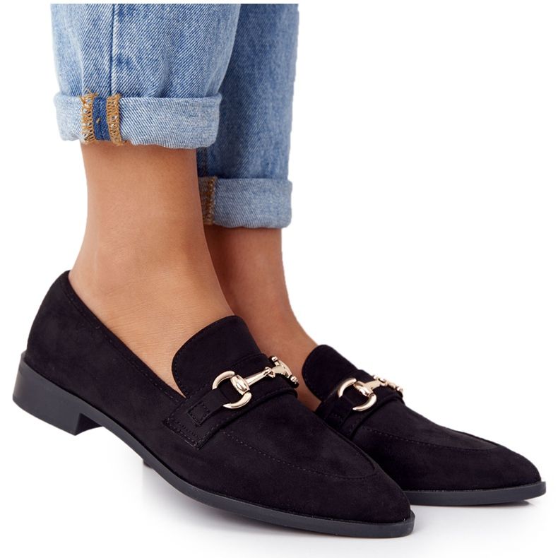 S.Barski Mocasini dama elegante S. Barski Suede Black negru