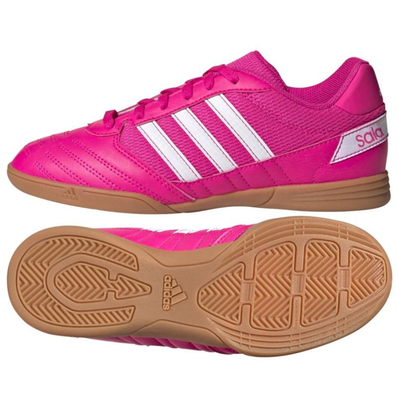 Ghete de fotbal Adidas Super Sala Jr G55911 roz, alb trandafiri și violete