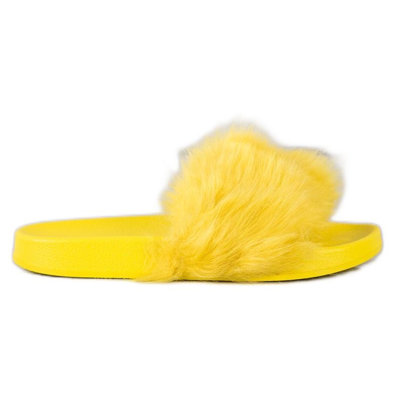 SHELOVET Papuci din cauciuc cu blană galben
