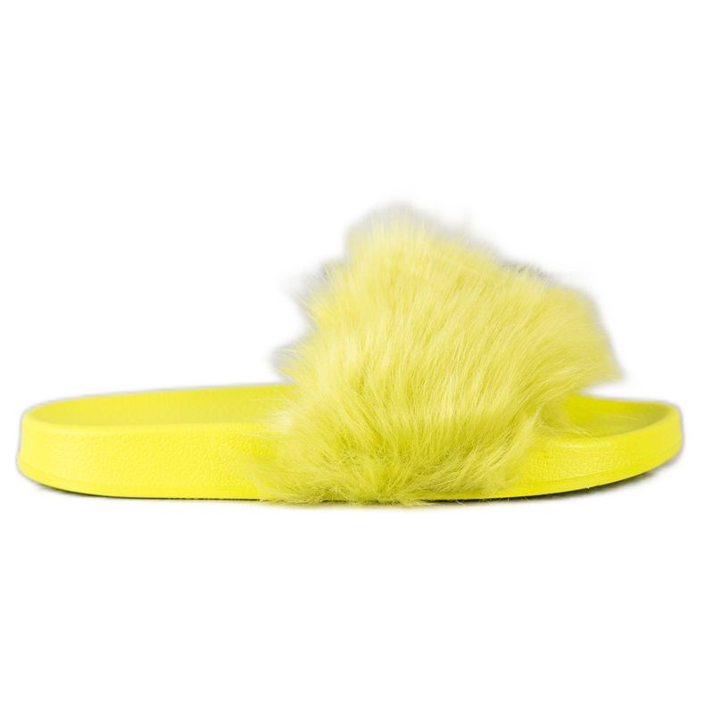 SHELOVET Papuci din cauciuc cu blană verde galben